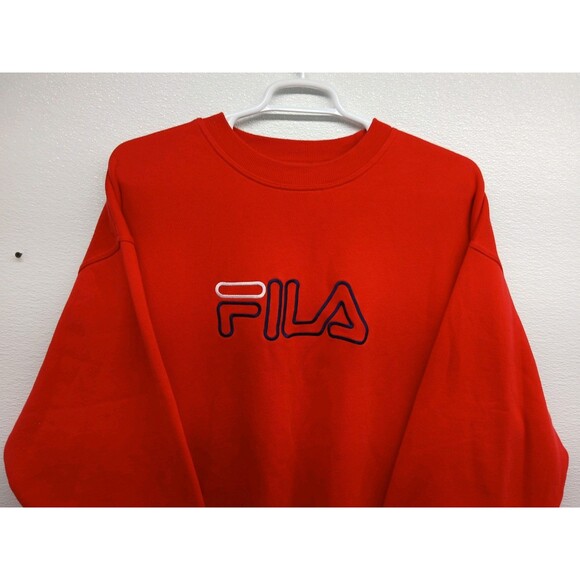Vintage 90s FILA Sweatshirt Mens XXL RedSpell Out Logo Embroider Sweatshirt - Picture 2 of 3